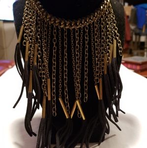 Leather & Chain Collar Necklace